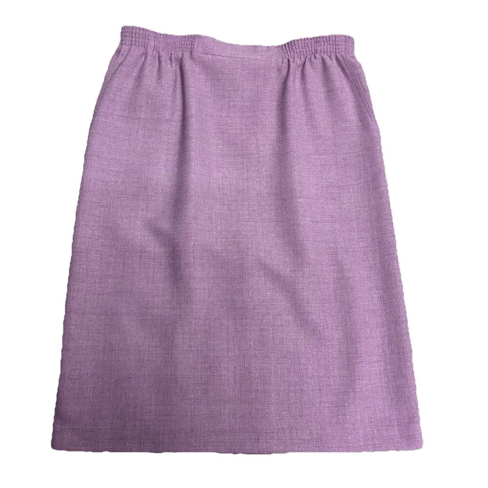 Alfred Dunner Pencil Skirt Size 10P Lilac - Pull On Elastic Waist With Pockets